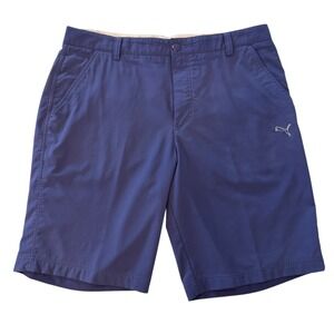 Puma Golf Shorts Mens 36 Flat Front Polyester Performance dryCELL Tech Navy Blue